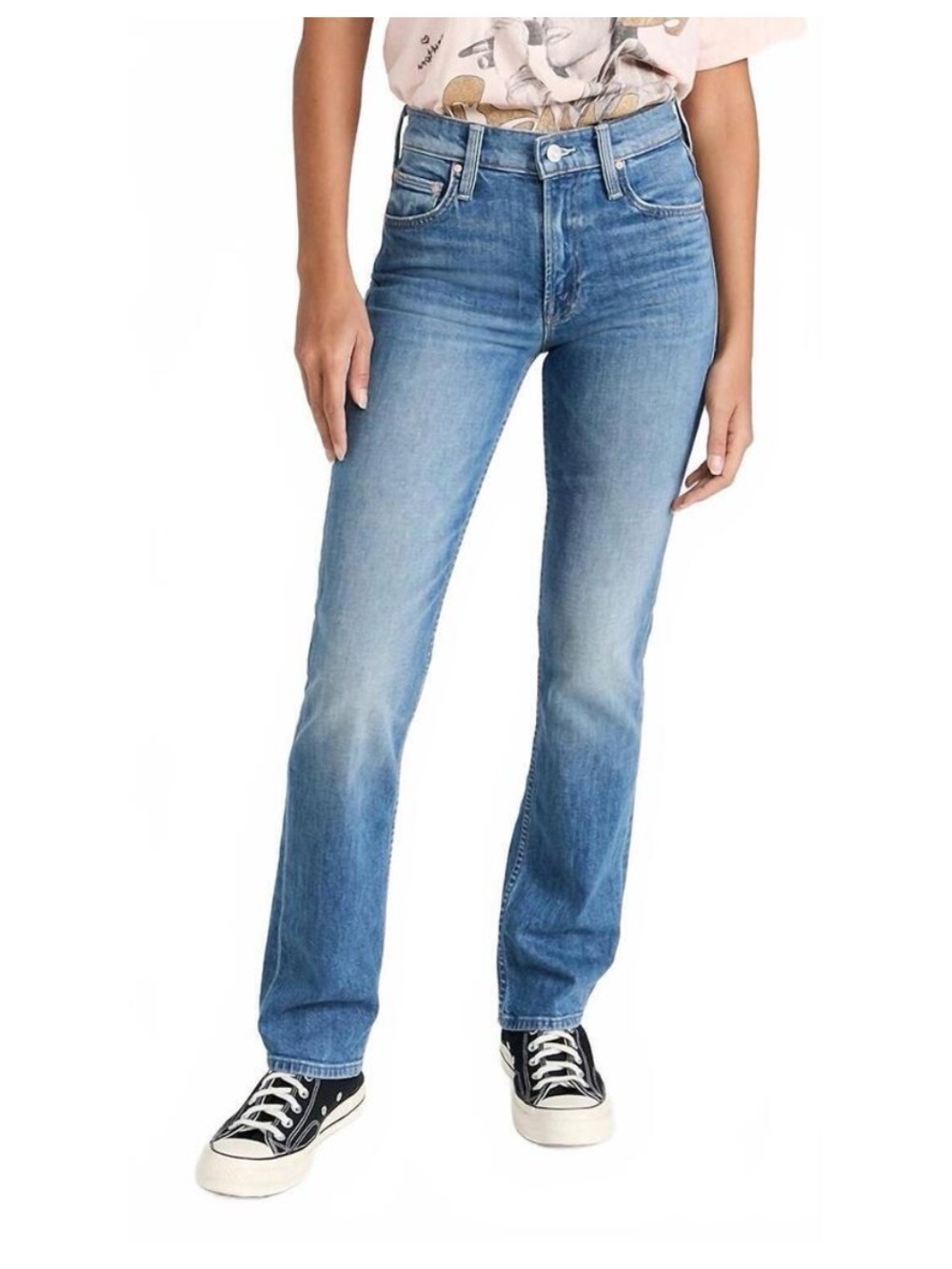 MOTHER - the Smarty Pants Skimp High-Rise Straight Jeans in Flash Back